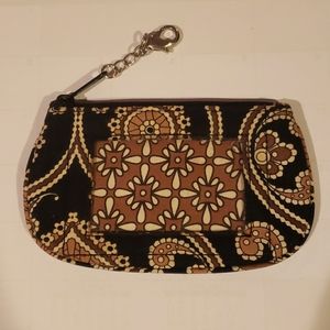 Vera Bradley ID Wallet with zipper closure.  Black and Brown